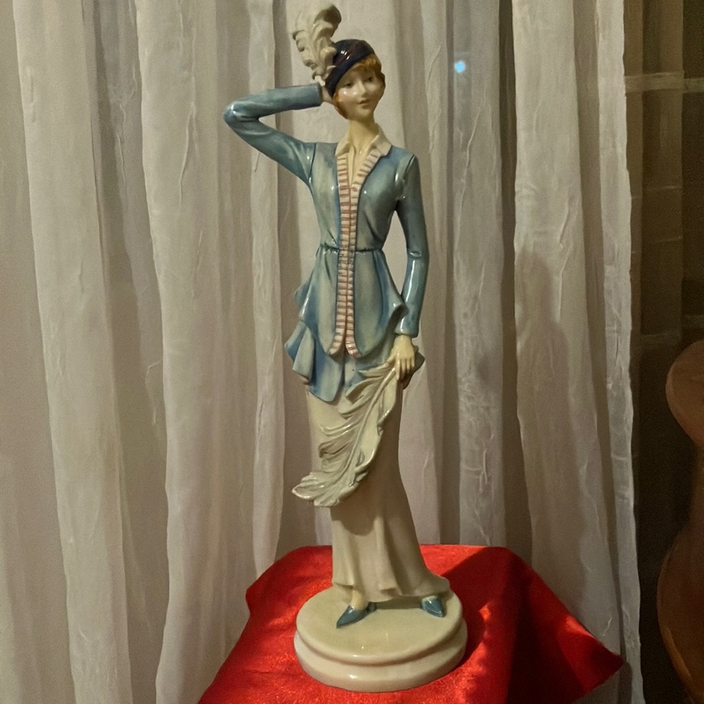 Seymour Mann Art Deco Flapper Lady with Feather